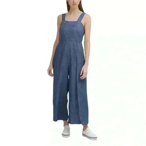 Tommy Jeans Women's Sleeveless Jumpsuit with Zipper, Pockets, Wide Leg, Size XS